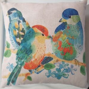 Colorful Bird Print Throw Pillow